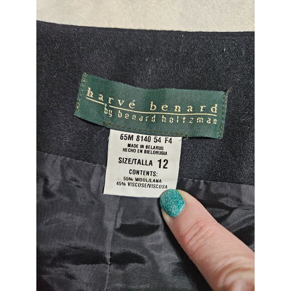 Harve Bernard Women's Wool LIned skirt, Black,‎ zipper & button closure, size 12 - Picture 7 of 7